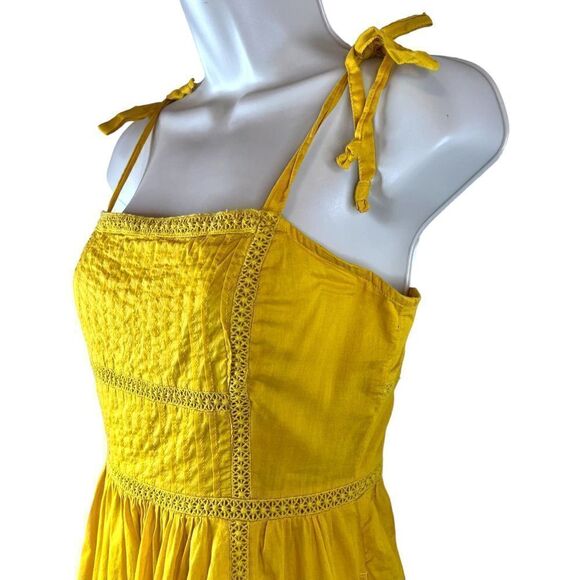 POINT SUR 100% Cotton Tie-shoulder Dress in Yellow Size 2 - Picture 5 of 14